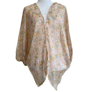 Lauren Conrad (OS) Sheer Floral Open Front Cardigan